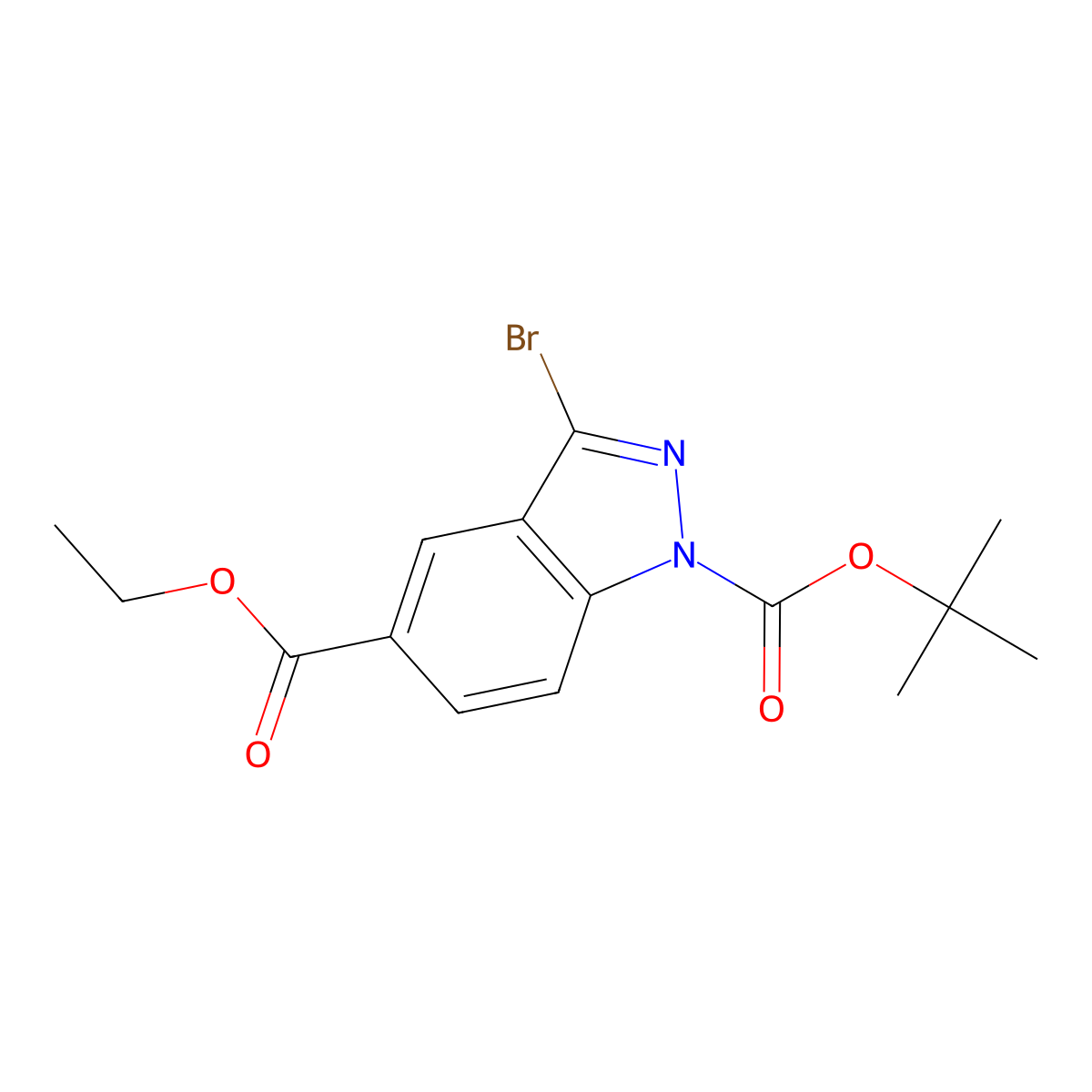 1-tert-Butyl 5-ethyl 3-bromo-1H-indazole-1,5-dicarboxylate molecular structure, CAS 1547025-27-3