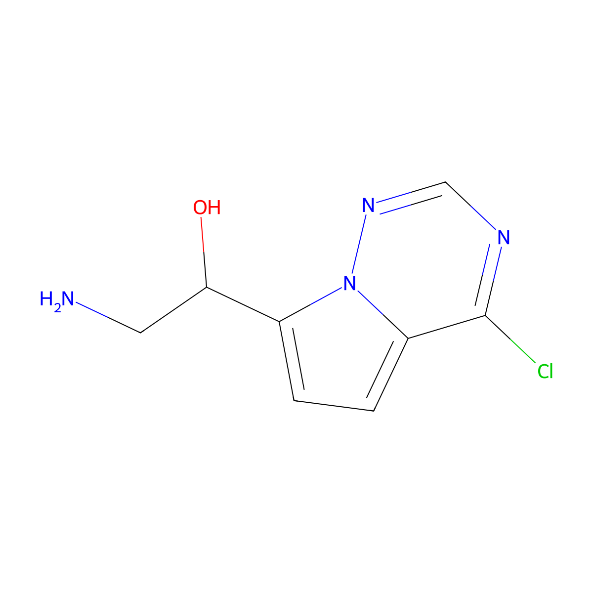 2-Amino-1-(4-chloropyrrolo[2,1-f][1,2,4]triazin-7-yl)ethan-1-ol molecular structure, CAS 1547027-75-7