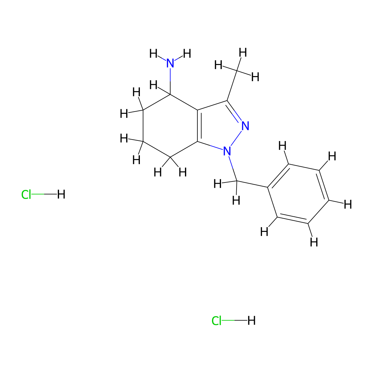 1-benzyl-3-methyl-4,5,6,7-tetrahydro-1H-indazol-4-amine dihydrochloride molecular structure, CAS 1547029-57-1
