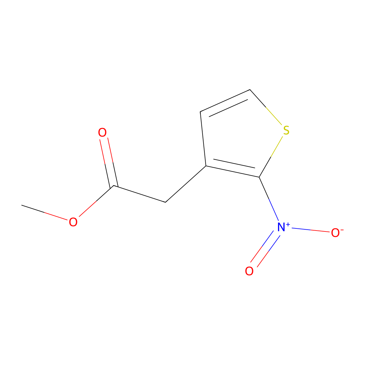 Methyl 2-(2-nitrothiophen-3-yl)acetate molecular structure, CAS 1547029-60-6