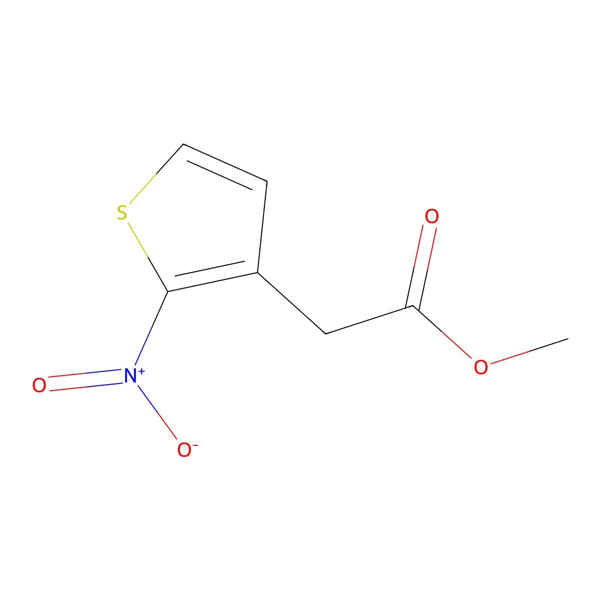 Methyl 2-(2-nitrothiophen-3-yl)acetate molecular structure, CAS 1547029-60-6