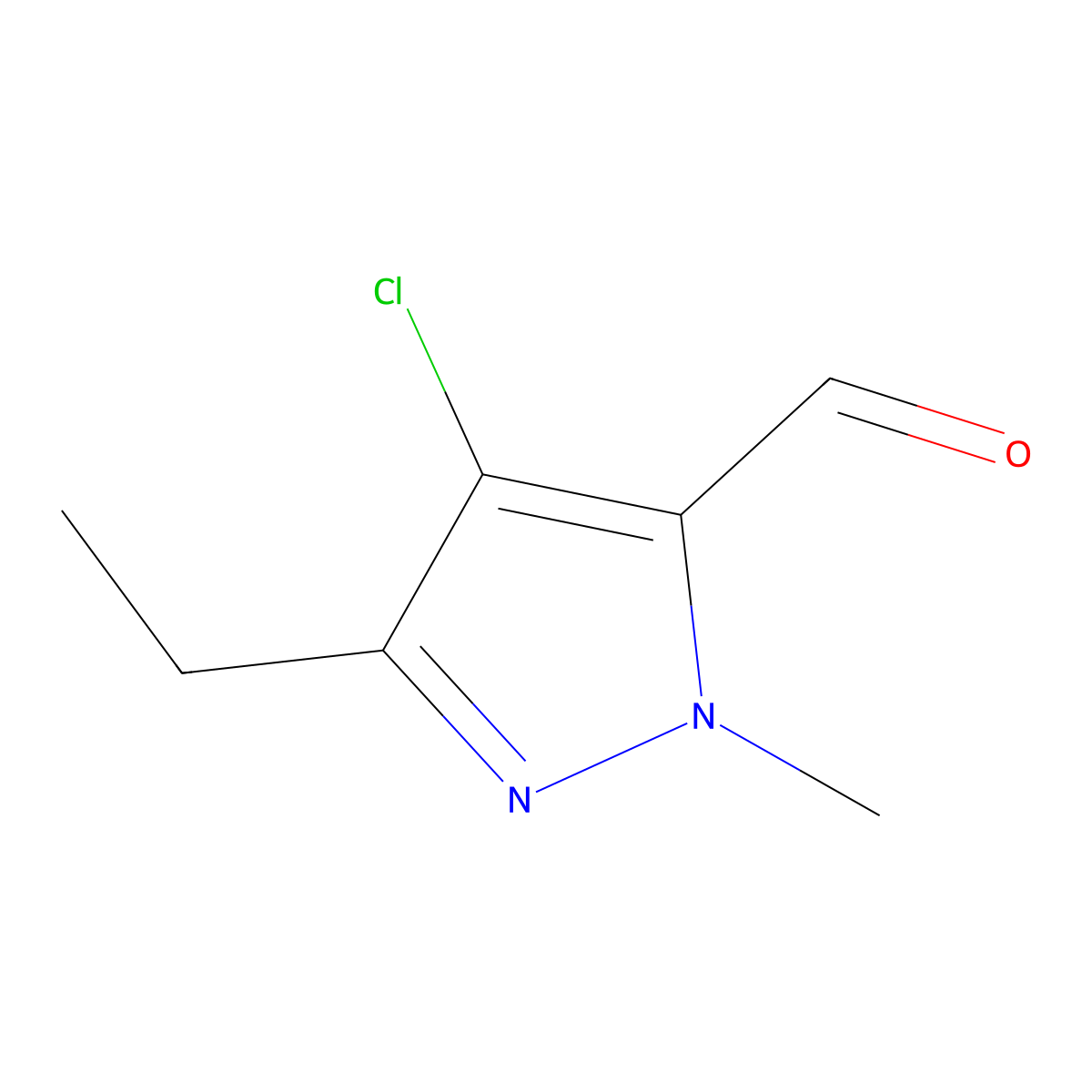 4-chloro-3-ethyl-1-methyl-1H-pyrazole-5-carbaldehyde molecular structure, CAS 1547032-01-8