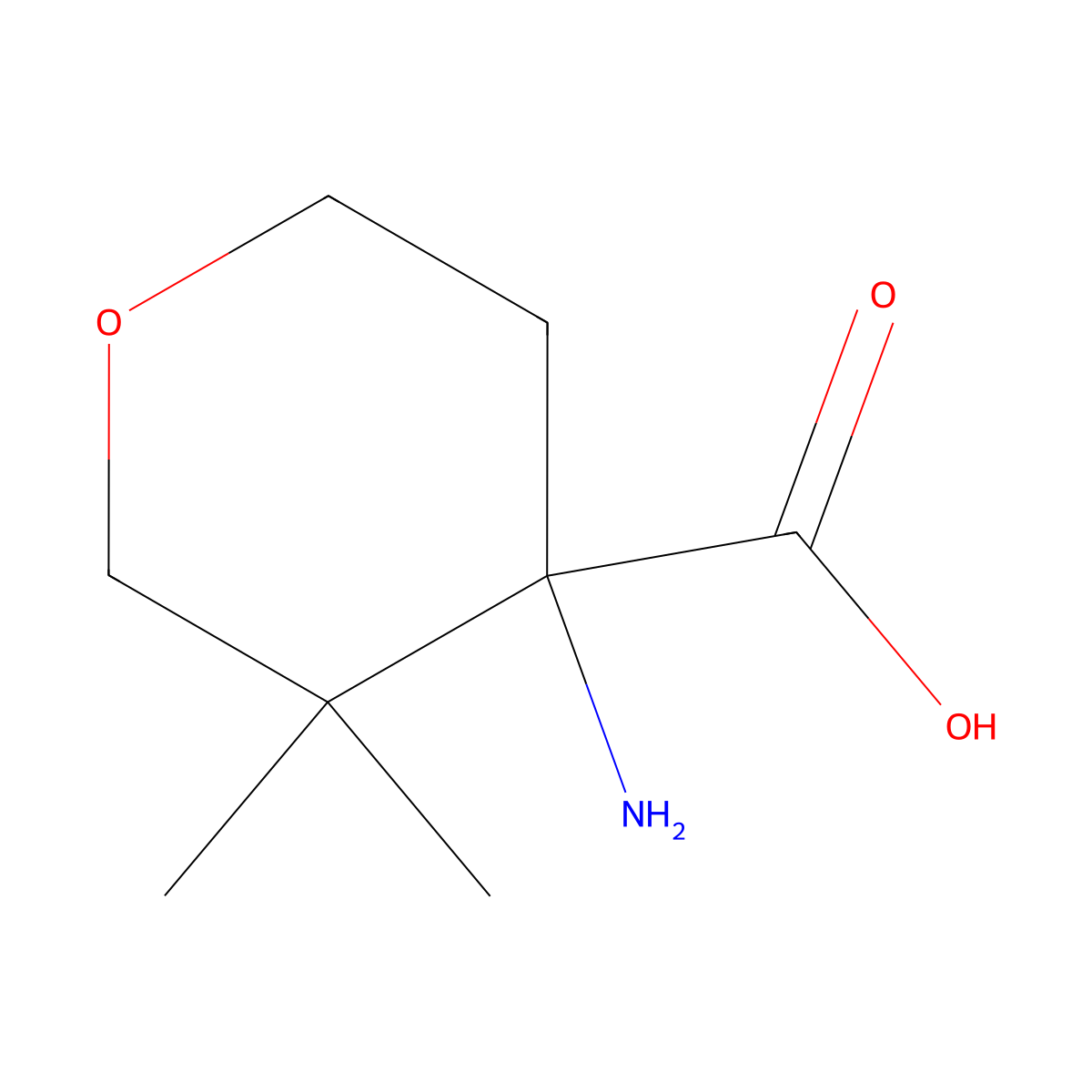 4-Amino-3,3-dimethyloxane-4-carboxylic acid molecular structure, CAS 1547032-03-0