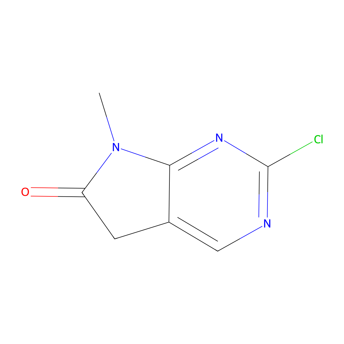 2-chloro-7-methyl-5H,6H,7H-pyrrolo(2,3-d)pyrimidin-6-one molecular structure, CAS 1547032-37-0