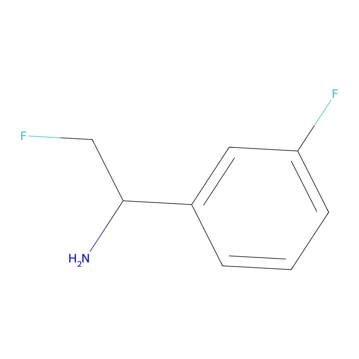 2-Fluoro-1-(3-fluorophenyl)ethan-1-amine molecular structure, CAS 1547036-90-7