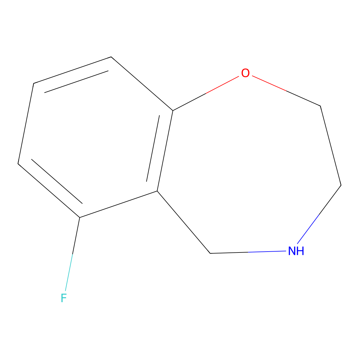 6-Fluoro-2,3,4,5-tetrahydro-1,4-benzoxazepine molecular structure, CAS 1547037-42-2