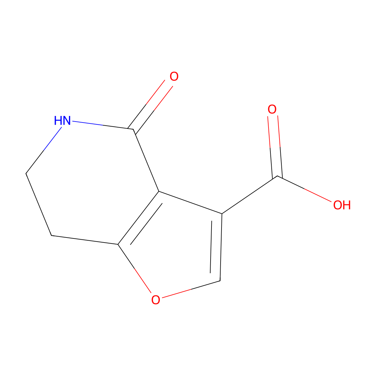 4-oxo-4H,5H,6H,7H-furo(3,2-c)pyridine-3-carboxylic acid molecular structure, CAS 1547038-31-2