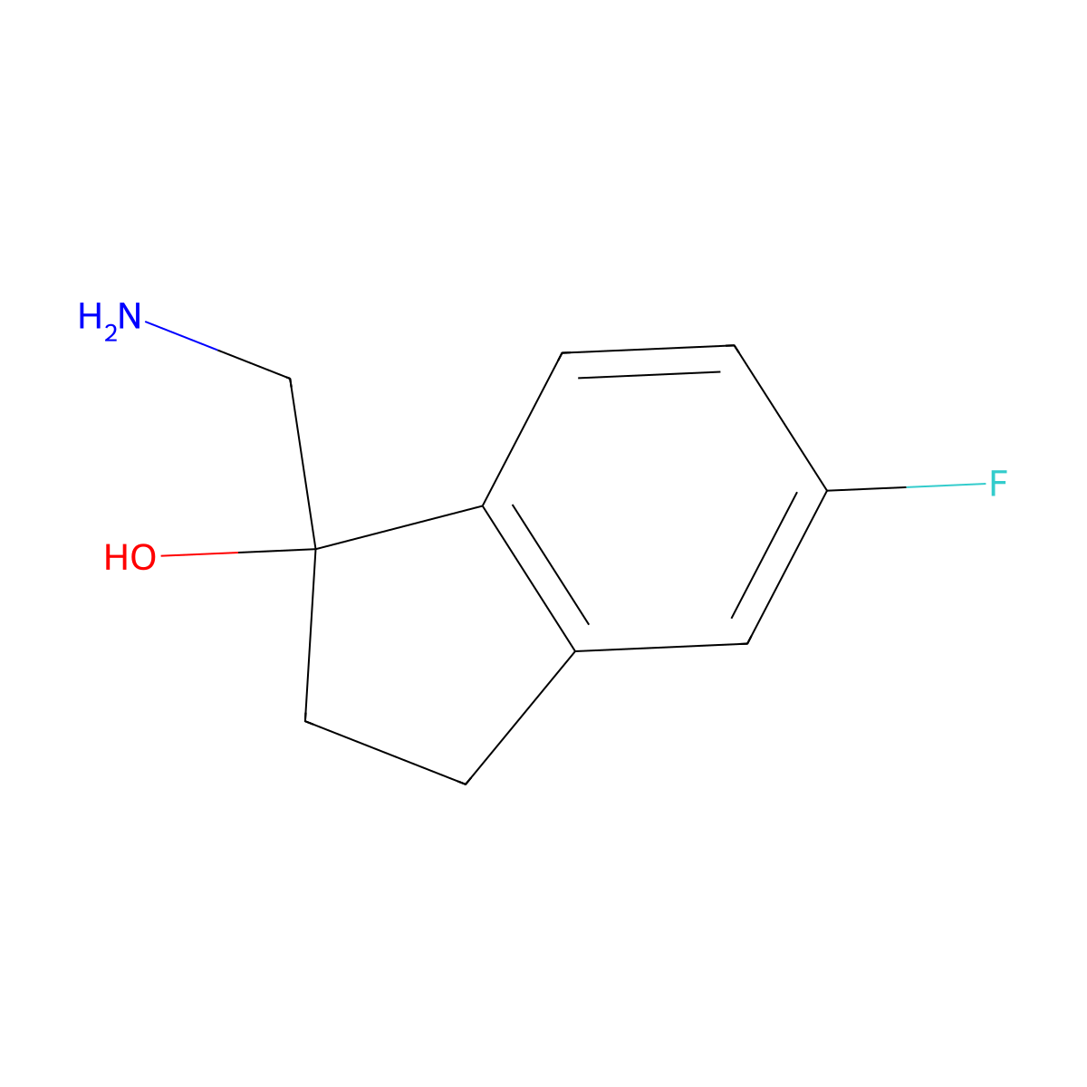 1-(aminomethyl)-5-fluoro-2,3-dihydro-1H-inden-1-ol molecular structure, CAS 1547039-10-0