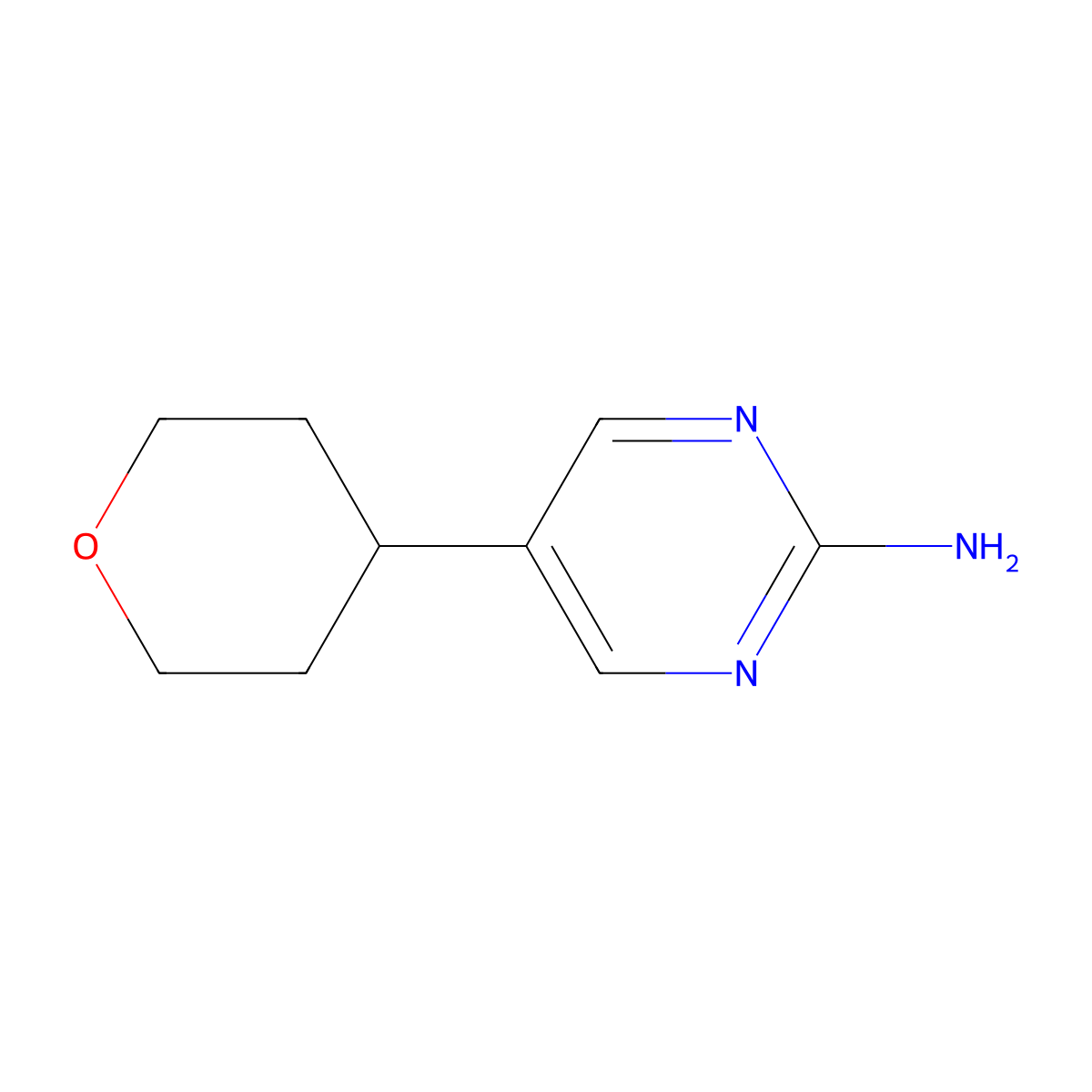 5-(Tetrahydro-2H-pyran-4-yl)pyrimidin-2-amine molecular structure, CAS 1547045-67-9