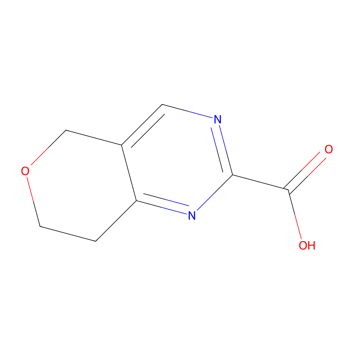 5H,7H,8H-Pyrano[4,3-d]pyrimidine-2-carboxylic acid molecular structure, CAS 1547050-10-1