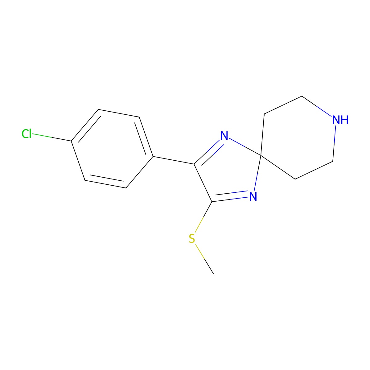 2-(4-Chlorophenyl)-3-(methylsulfanyl)-1,4,8-triazaspiro[4.5]deca-1,3-diene molecular structure, CAS 1547050-20-3