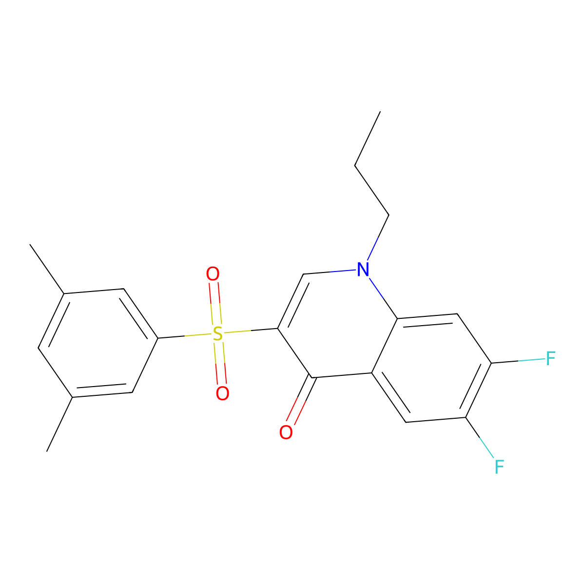3-[(3,5-dimethylphenyl)sulfonyl]-6,7-difluoro-1-propylquinolin-4(1H)-one molecular structure, CAS 1547050-53-2