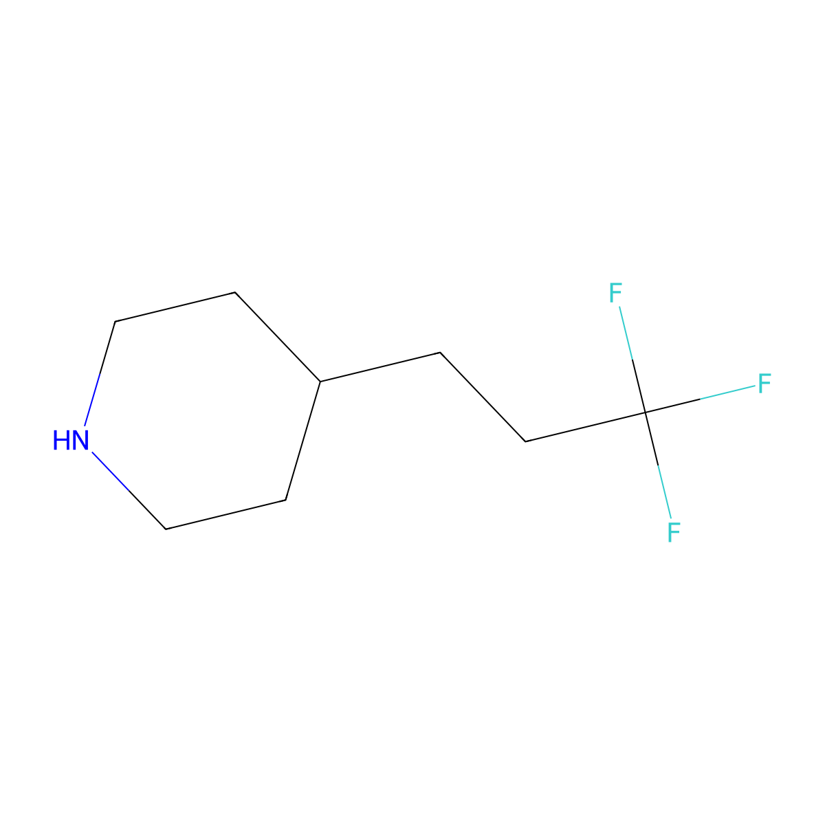 4-(3,3,3-Trifluoropropyl)piperidine molecular structure, CAS 1547060-96-7