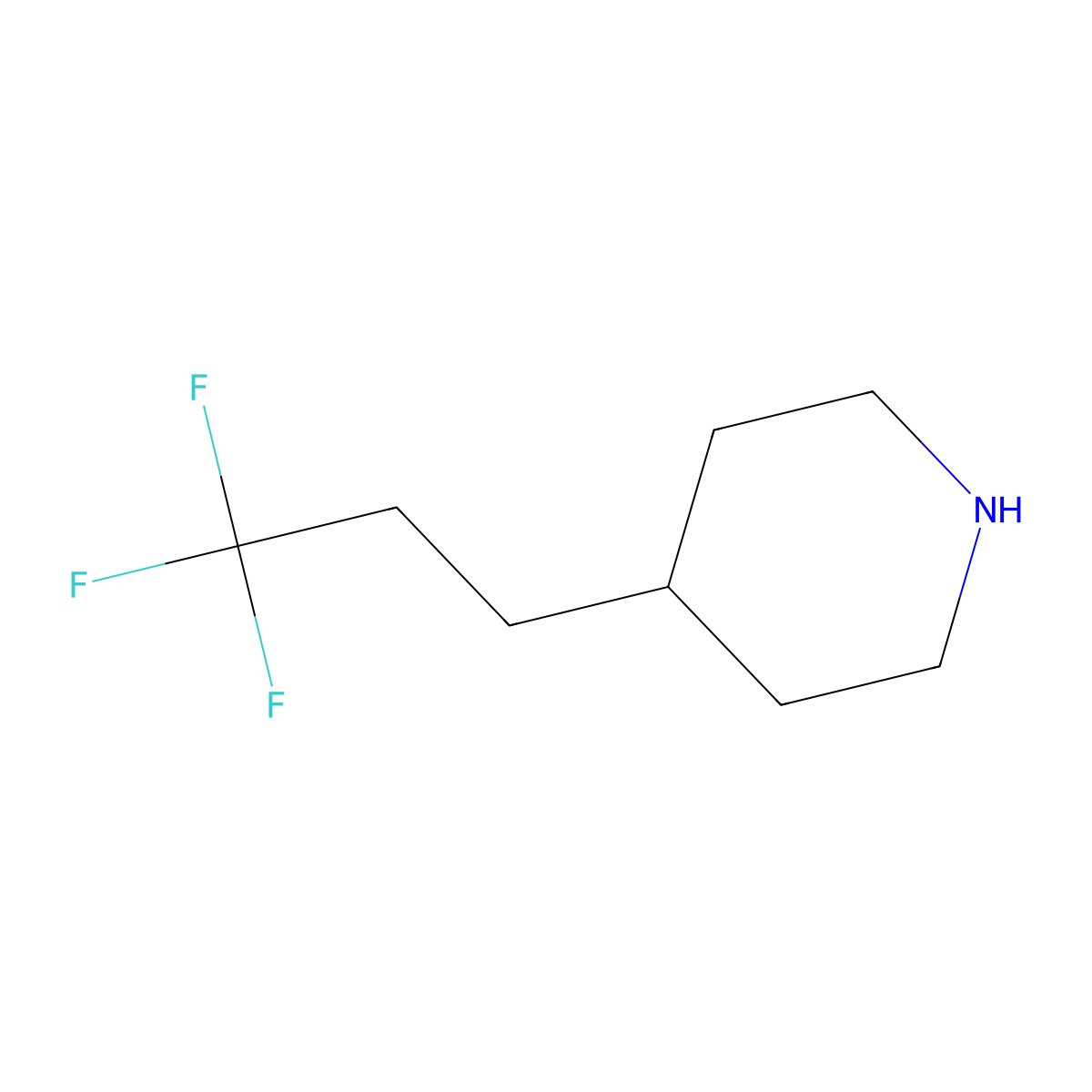 4-(3,3,3-Trifluoropropyl)piperidine molecular structure, CAS 1547060-96-7