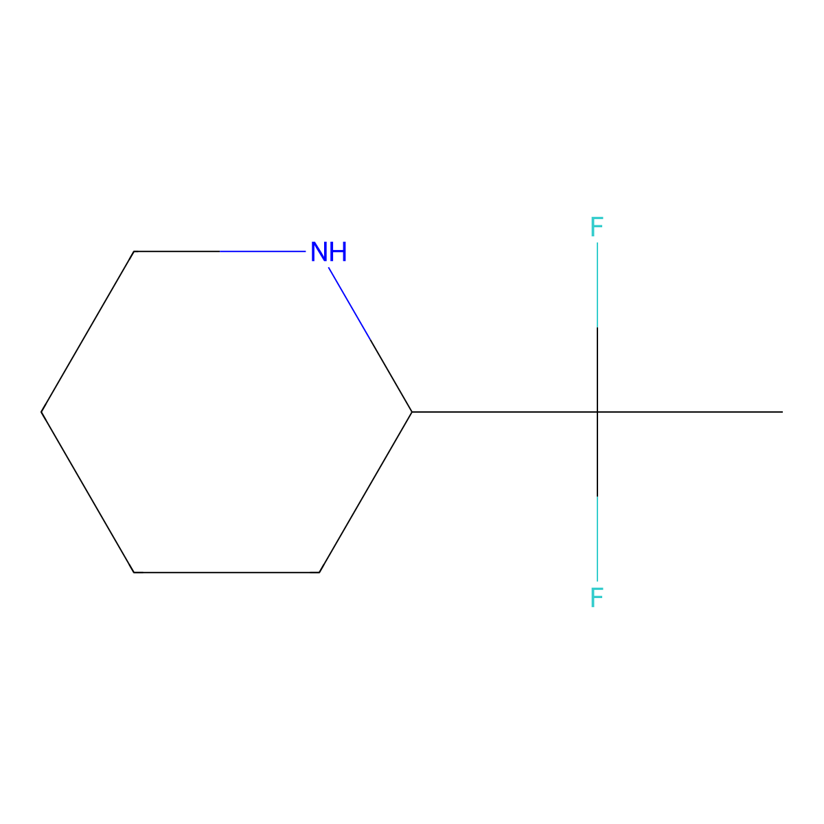 2-(1,1-Difluoroethyl)piperidine molecular structure, CAS 1547076-43-6