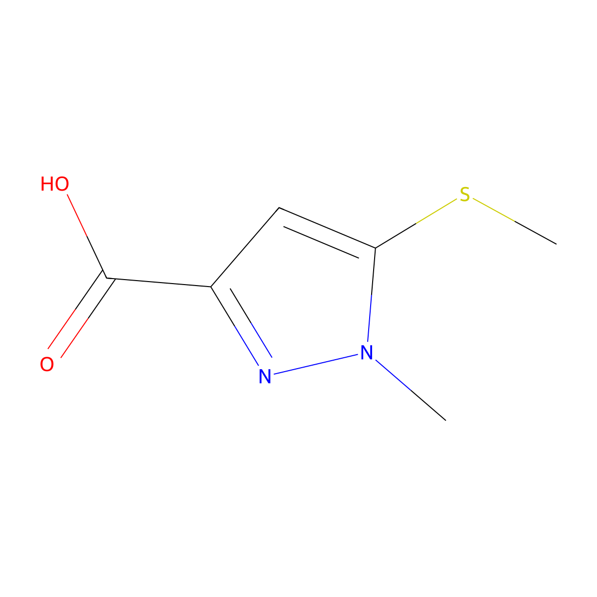 1-methyl-5-(methylsulfanyl)-1H-pyrazole-3-carboxylicacid molecular structure, CAS 1547083-94-2