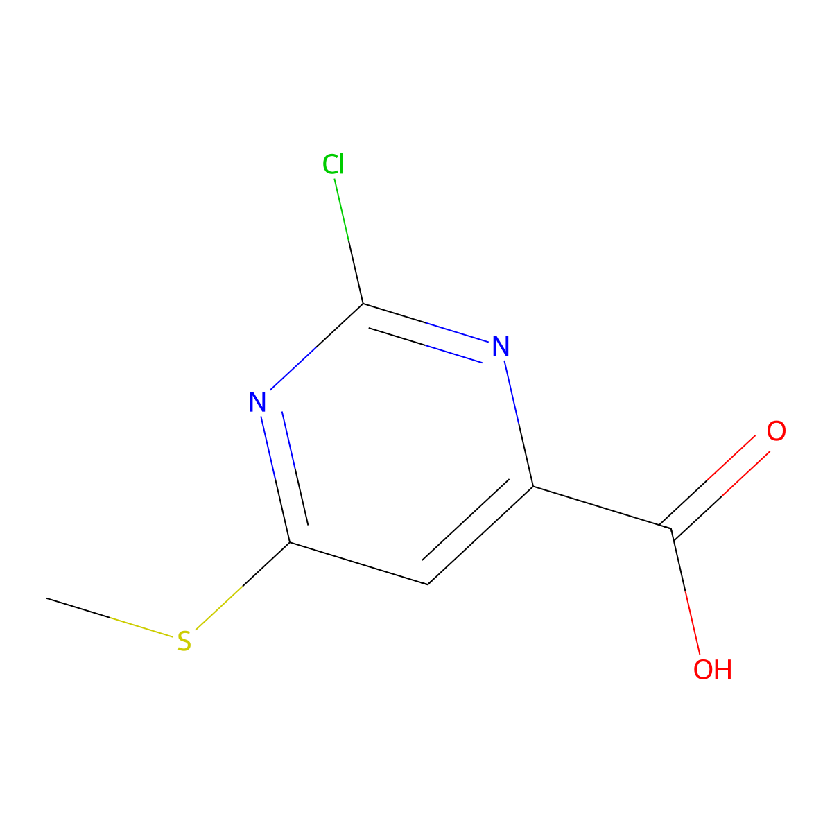 2-Chloro-6-(methylsulfanyl)pyrimidine-4-carboxylic acid molecular structure, CAS 1547084-21-8