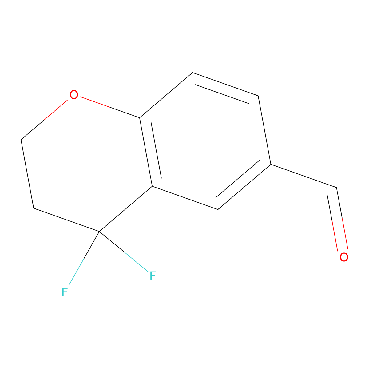4,4-difluoro-3,4-dihydro-2H-1-benzopyran-6-carbaldehyde molecular structure, CAS 1547084-99-0