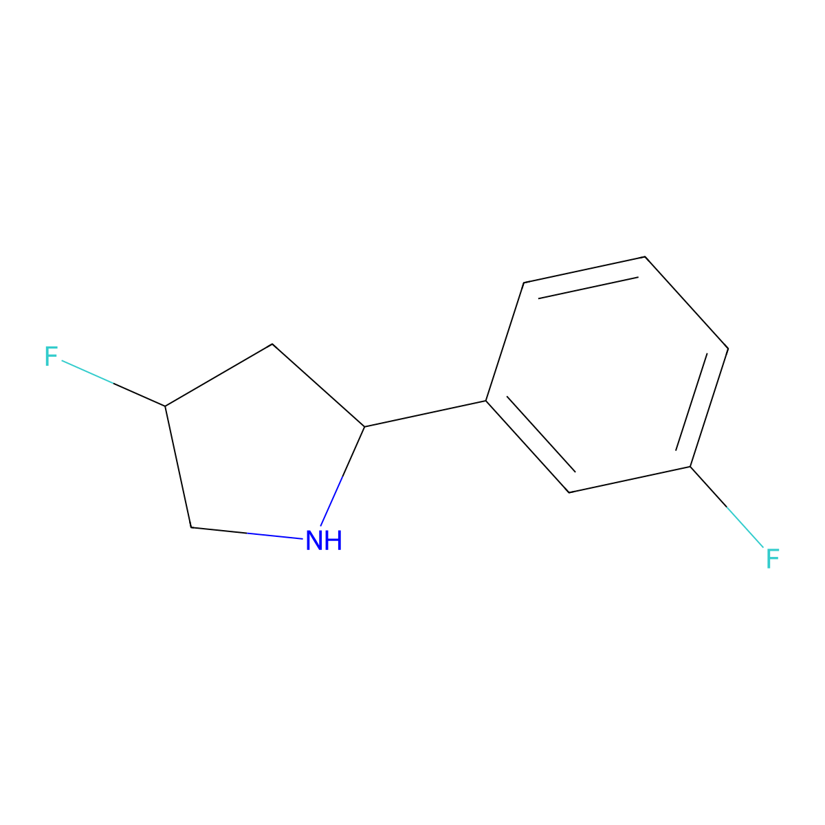 4-Fluoro-2-(3-fluorophenyl)pyrrolidine molecular structure, CAS 1547085-33-5