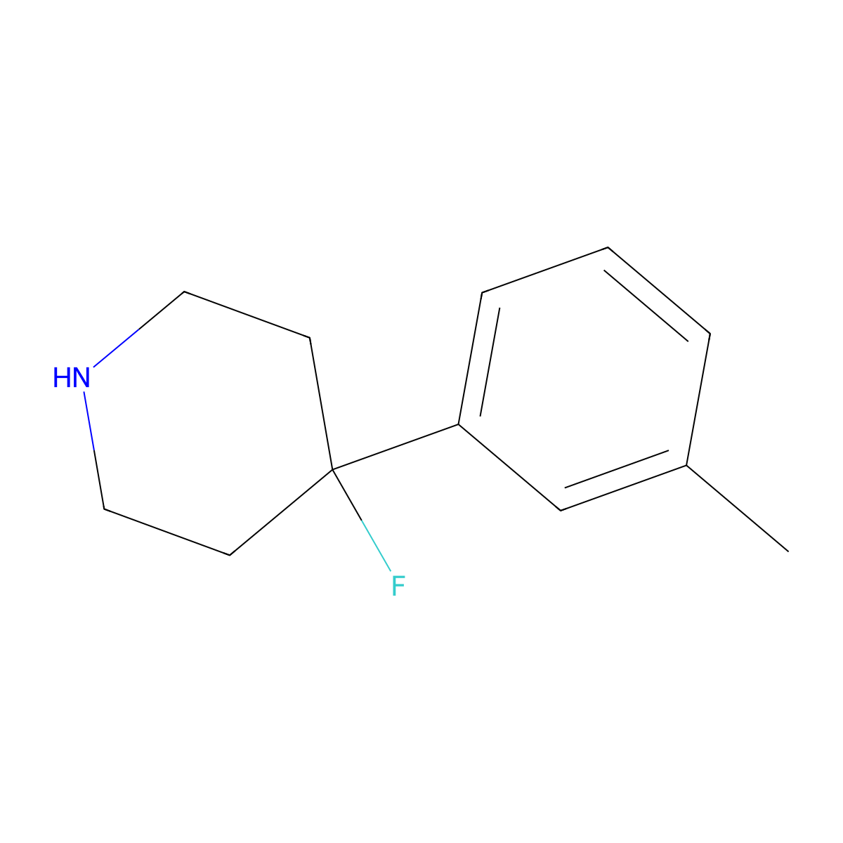 4-Fluoro-4-(m-tolyl)piperidine molecular structure, CAS 1547092-69-2