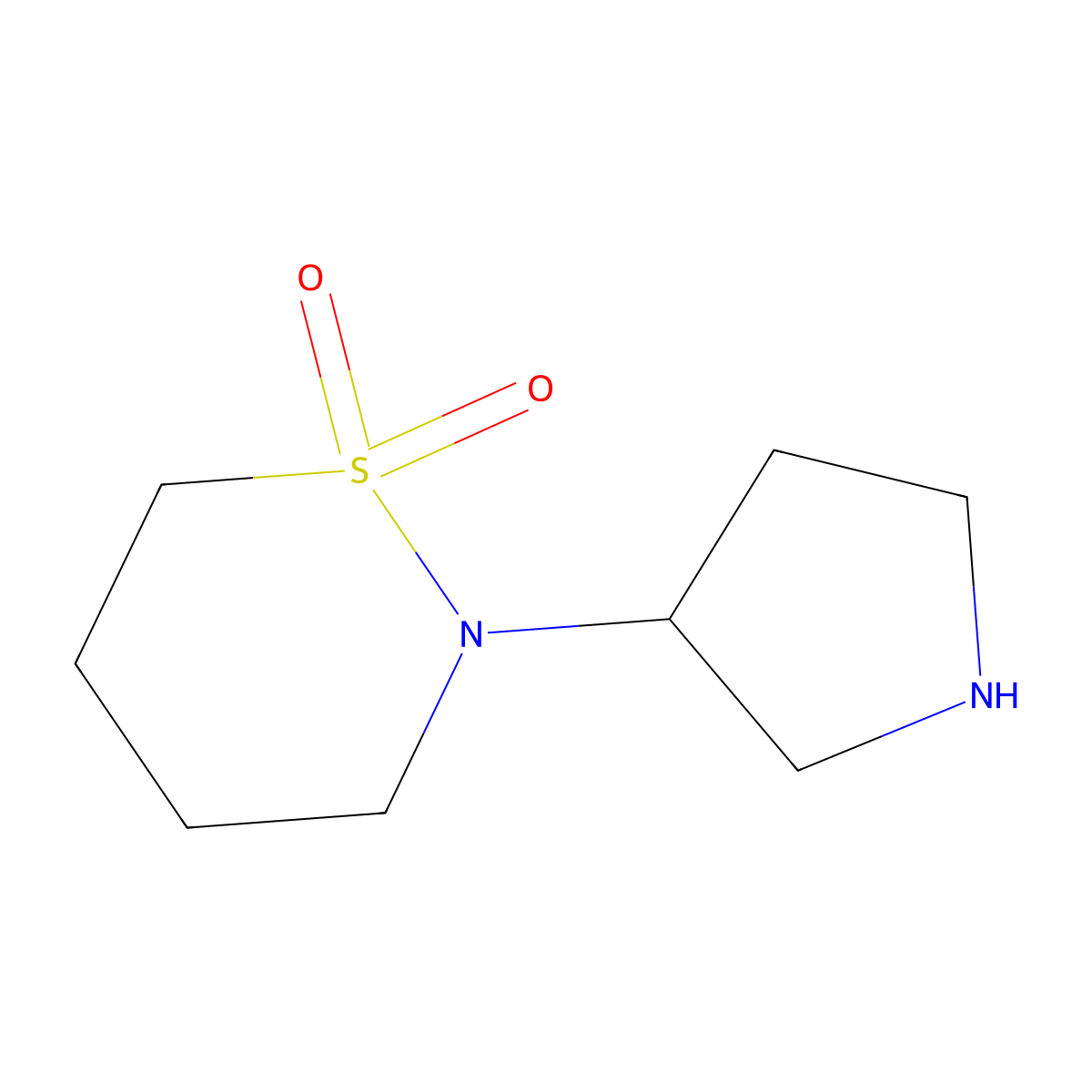 2-(Pyrrolidin-3-yl)-1lambda6,2-thiazinane-1,1-dione molecular structure, CAS 1547093-58-2