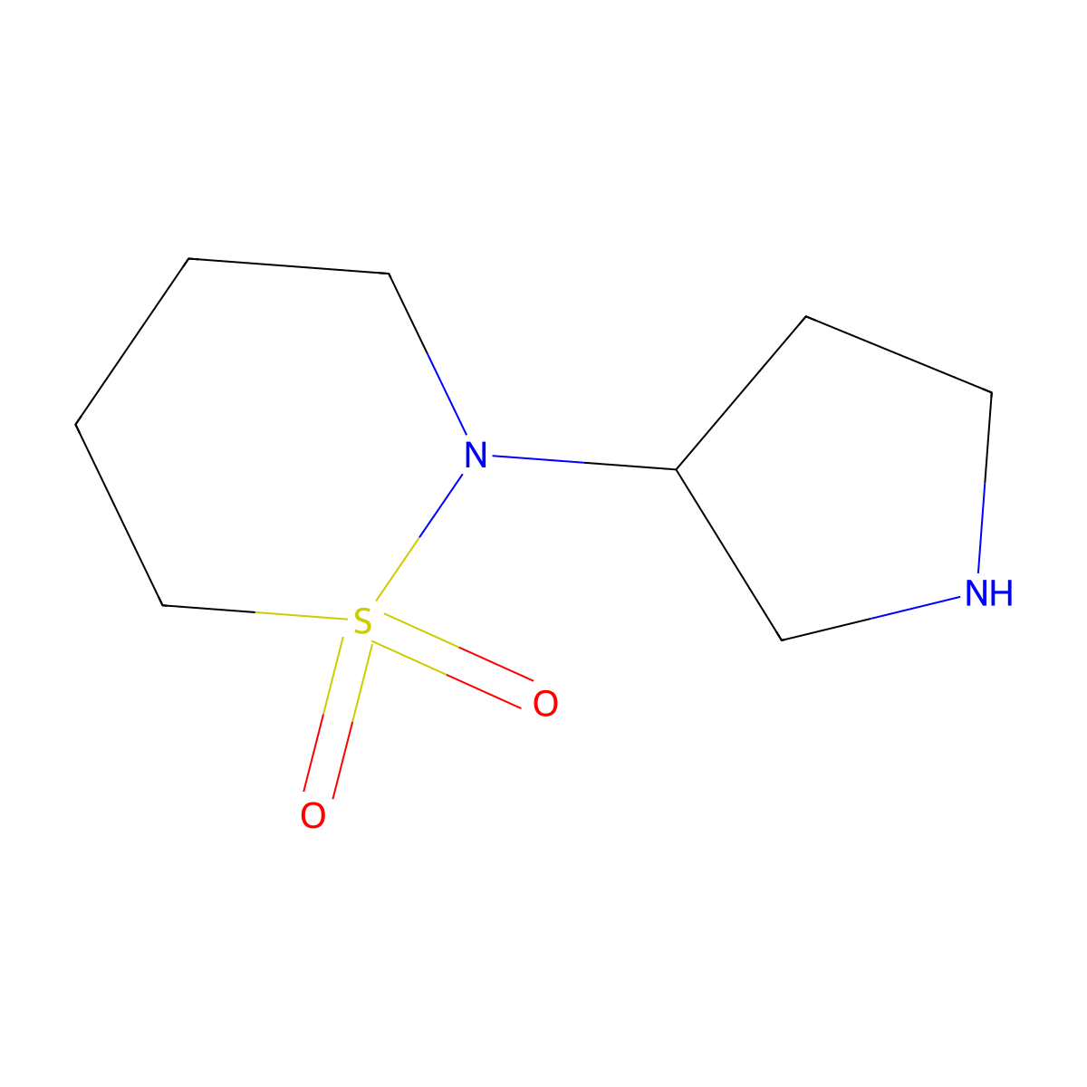 2-(Pyrrolidin-3-yl)-1lambda6,2-thiazinane-1,1-dione molecular structure, CAS 1547093-58-2