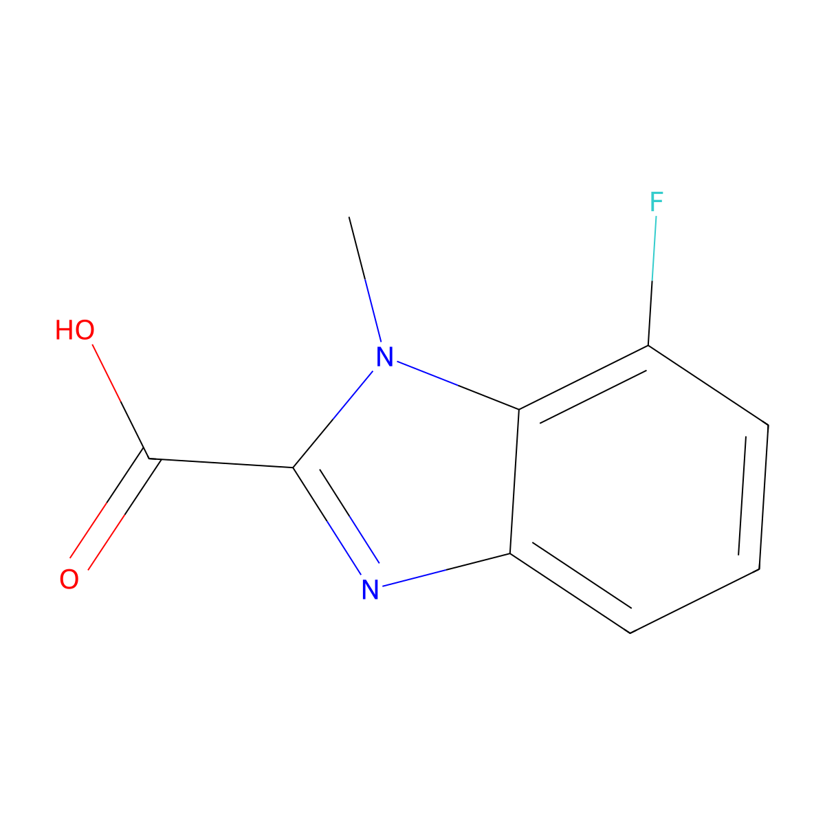 7-Fluoro-1-methyl-benzimidazole-2-carboxylic acid molecular structure, CAS 1547098-49-6