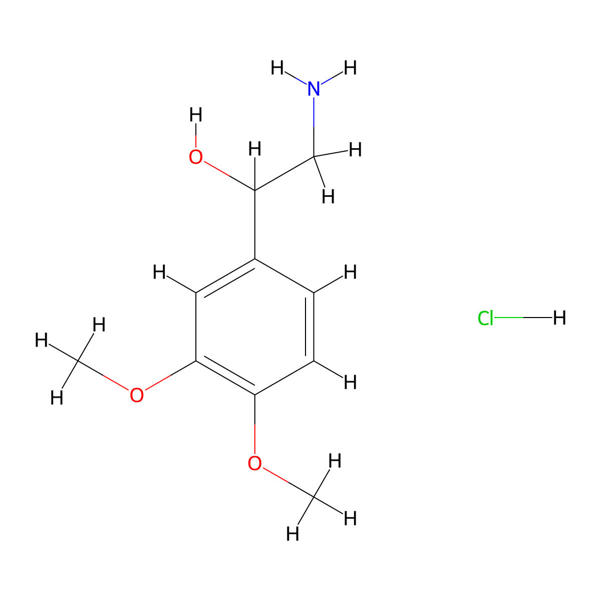 2-Amino-1-(3,4-dimethoxyphenyl)ethan-1-ol hydrochloride molecular structure, CAS 15471-89-3