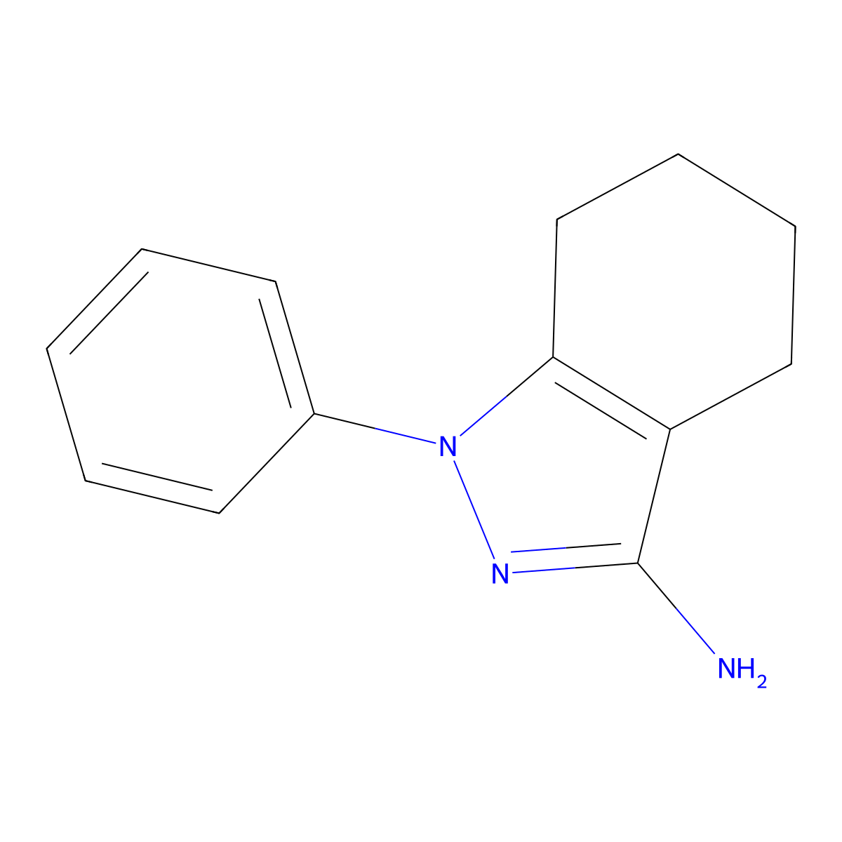 1-phenyl-4,5,6,7-tetrahydro-1H-indazol-3-amine molecular structure, CAS 1547100-25-3