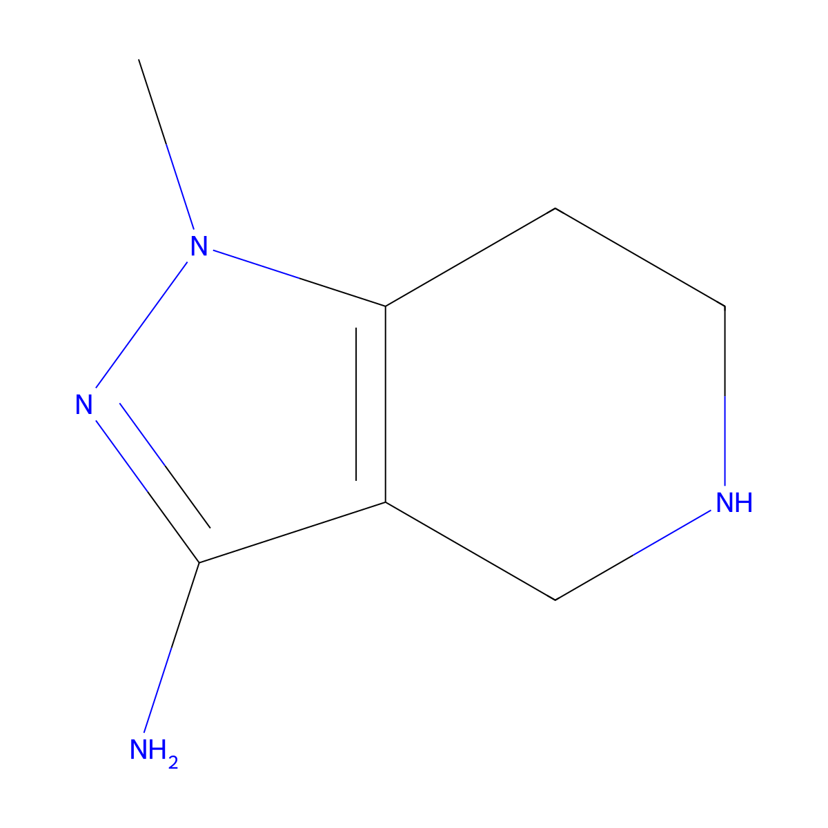 1-methyl-1H,4H,5H,6H,7H-pyrazolo[4,3-c]pyridin-3-amine molecular structure, CAS 1547101-44-9