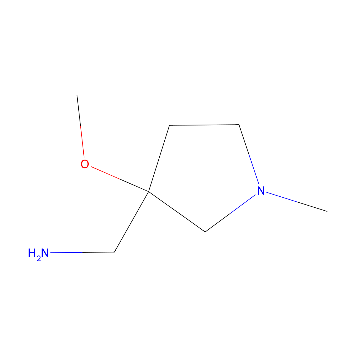 (3-Methoxy-1-methylpyrrolidin-3-yl)methanamine molecular structure, CAS 1547108-45-1
