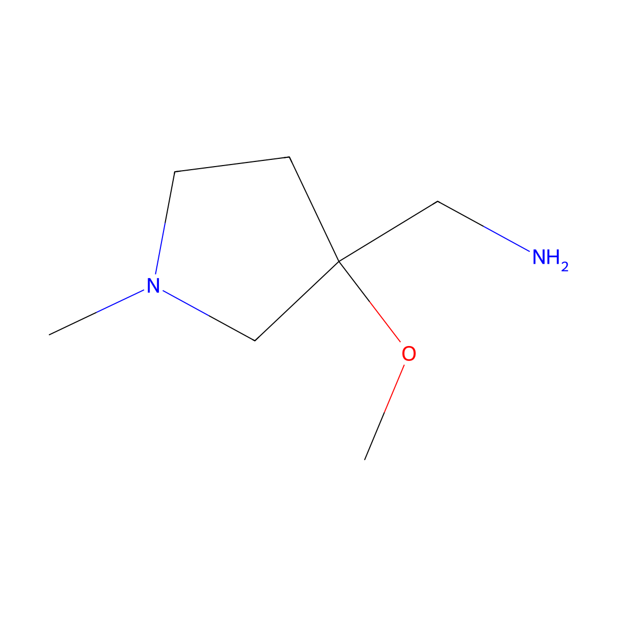 (3-Methoxy-1-methylpyrrolidin-3-yl)methanamine molecular structure, CAS 1547108-45-1