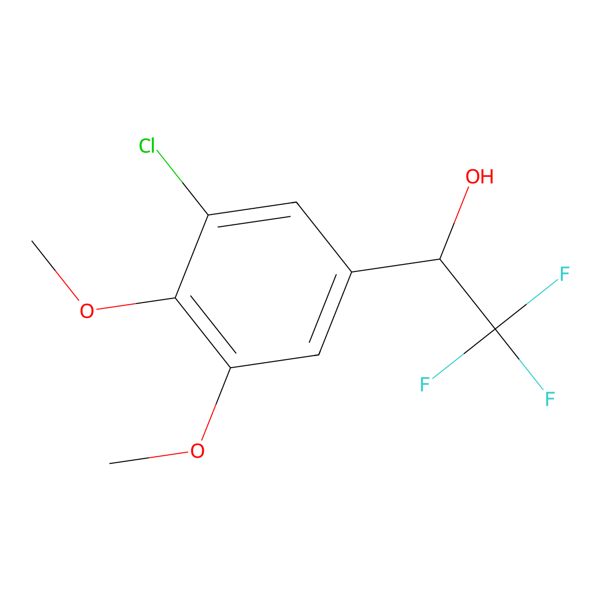 1-(3-Chloro-4,5-dimethoxyphenyl)-2,2,2-trifluoroethan-1-ol molecular structure, CAS 1547118-33-1