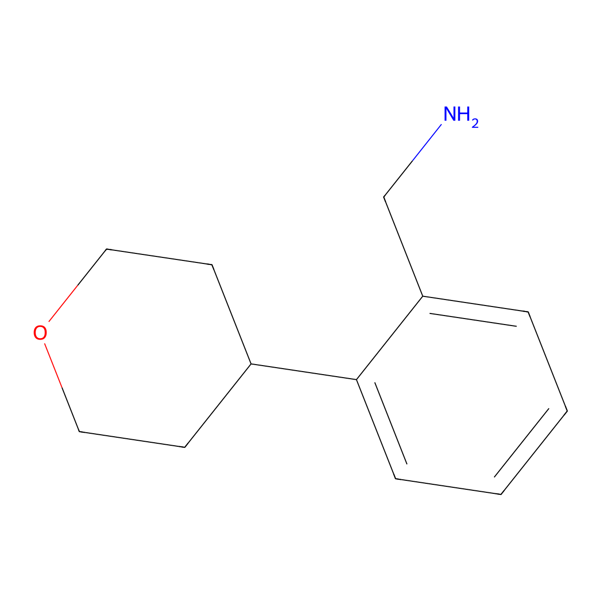 (2-(Tetrahydro-2H-pyran-4-yl)phenyl)methanamine molecular structure, CAS 1547120-59-1