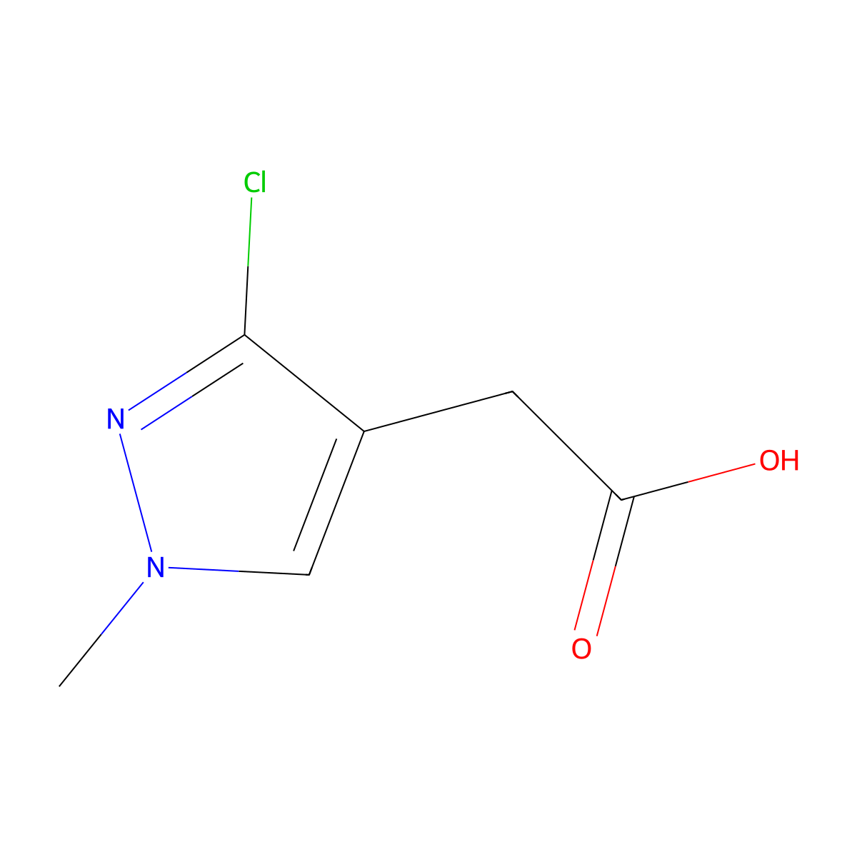 2-(3-chloro-1-methyl-1H-pyrazol-4-yl)acetic acid molecular structure, CAS 1547135-36-3