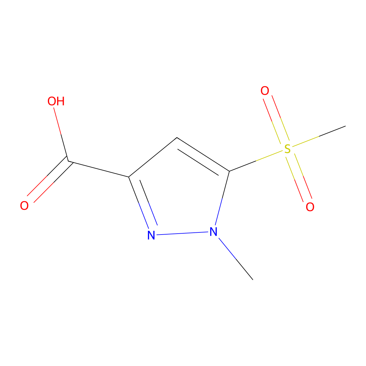 5-methanesulfonyl-1-methyl-1H-pyrazole-3-carboxylic acid molecular structure, CAS 1547135-70-5