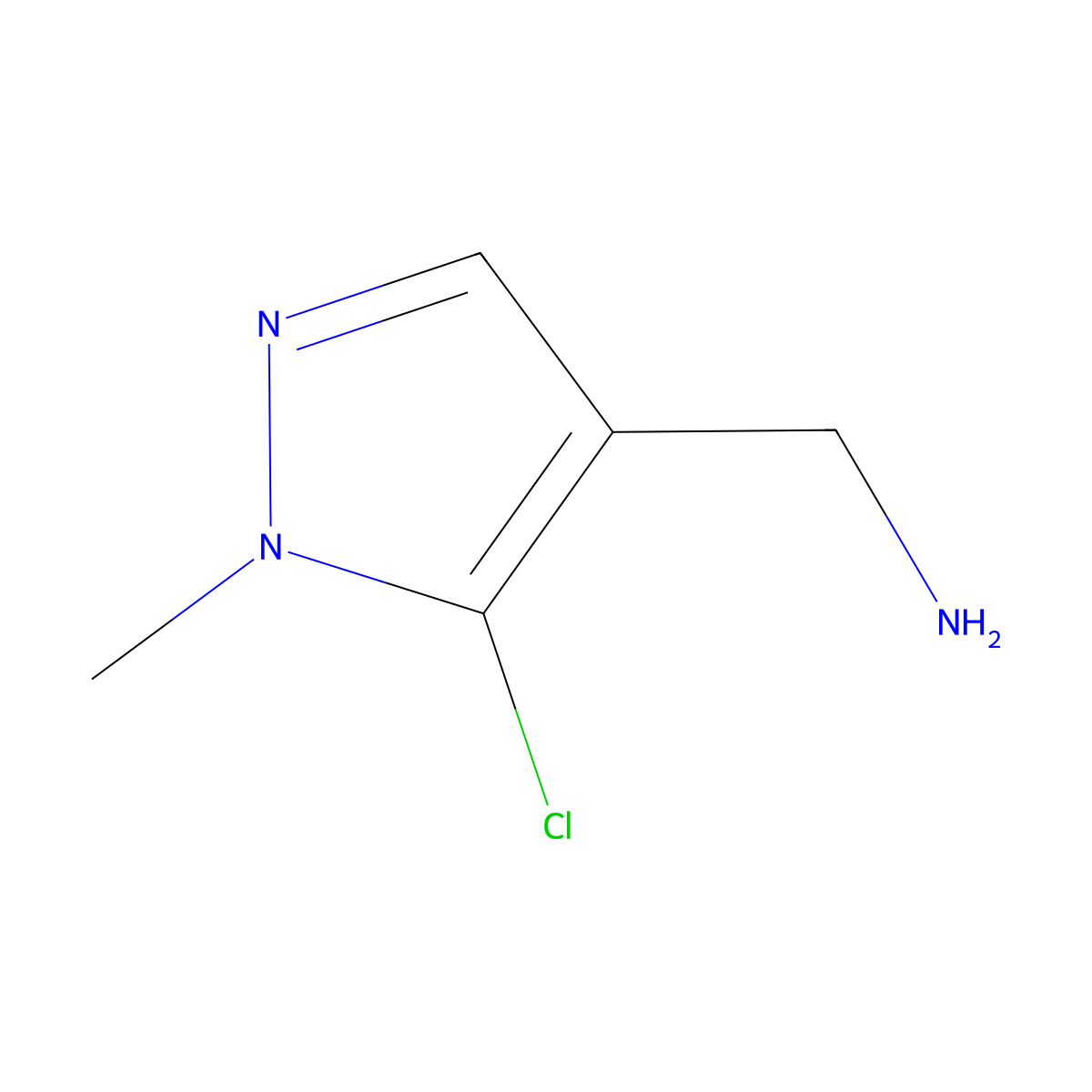 (5-Chloro-1-methyl-1H-pyrazol-4-yl)methanamine molecular structure, CAS 1547136-22-0