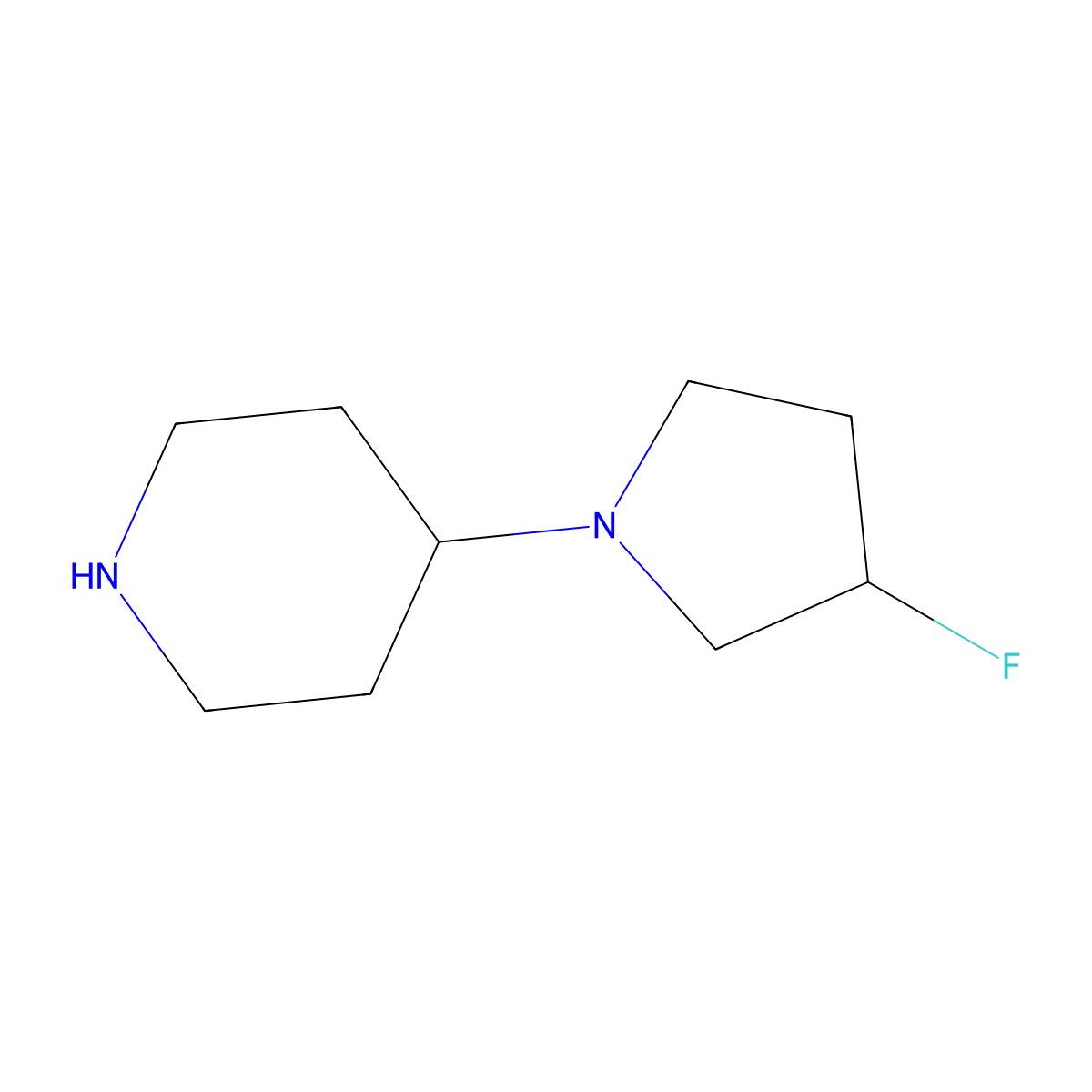 4-(3-Fluoropyrrolidin-1-yl)piperidine molecular structure, CAS 1547144-96-6