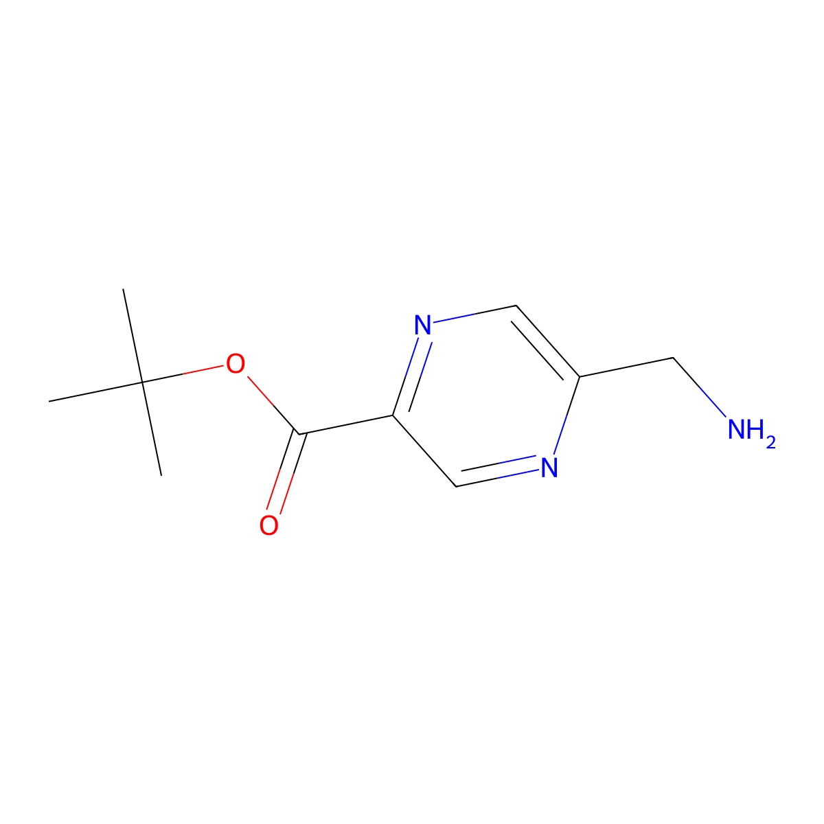 Tert-butyl 5-(aminomethyl)pyrazine-2-carboxylate molecular structure, CAS 1547145-42-5