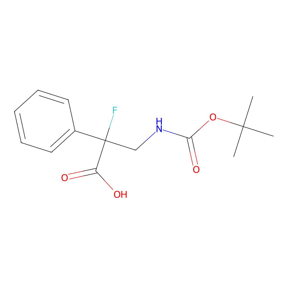 3-{[(Tert-butoxy)carbonyl]amino}-2-fluoro-2-phenylpropanoic acid molecular structure, CAS 1547145-83-4