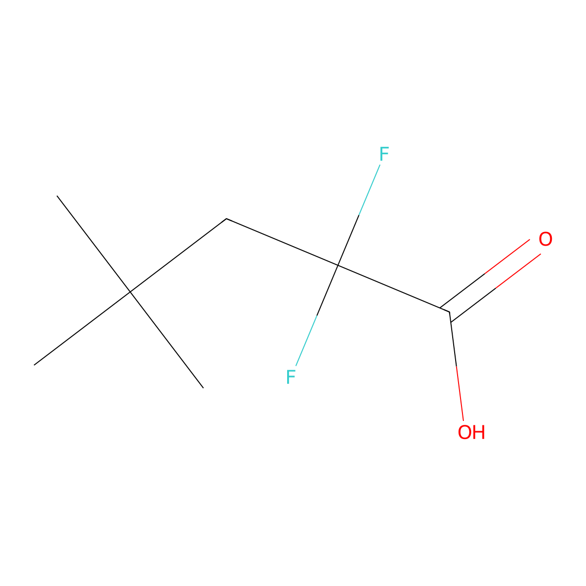 2,2-Difluoro-4,4-dimethylpentanoic acid molecular structure, CAS 1547145-95-8