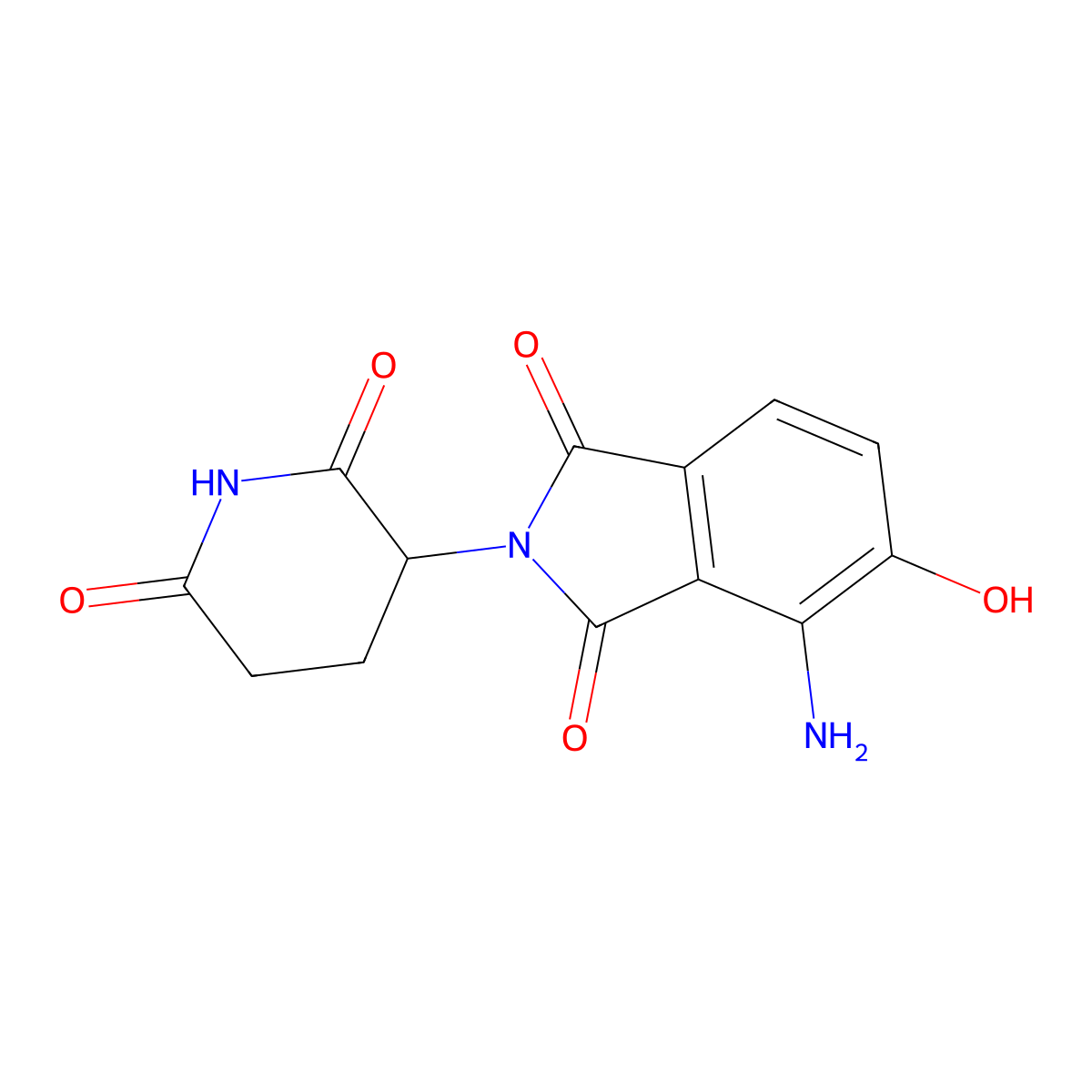 1H-Isoindole-1,3(2H)-dione, 4-amino-2-(2,6-dioxo-3-piperidinyl)-5-hydroxy- molecular structure, CAS 1547162-41-3