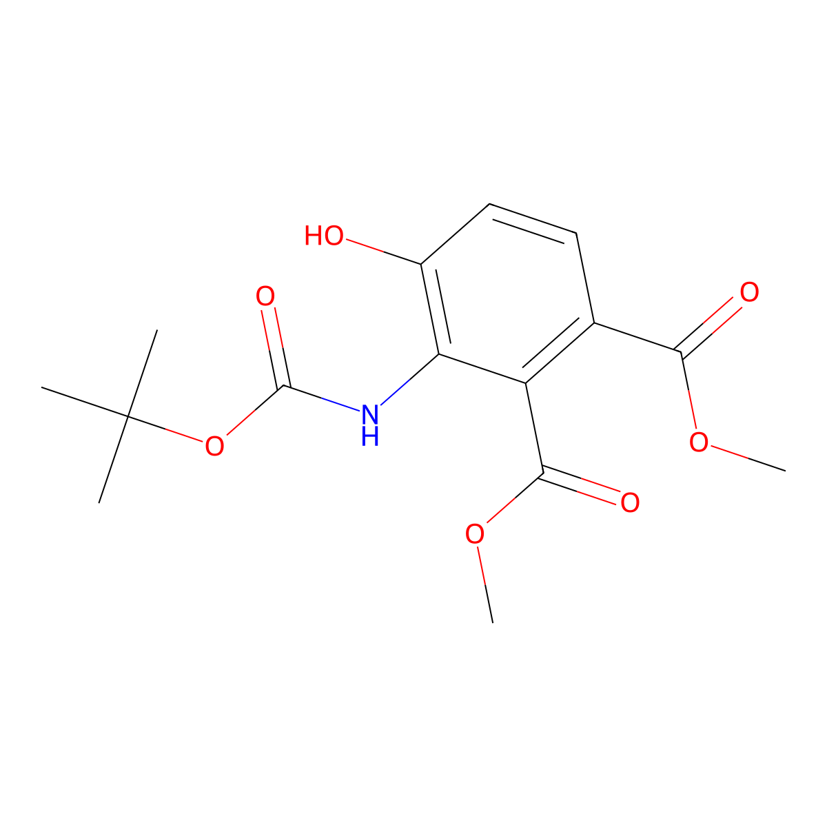 1,2-Dimethyl 3-{[(tert-butoxy)carbonyl]amino}-4-hydroxybenzene-1,2-dicarboxylate molecular structure, CAS 1547163-24-5