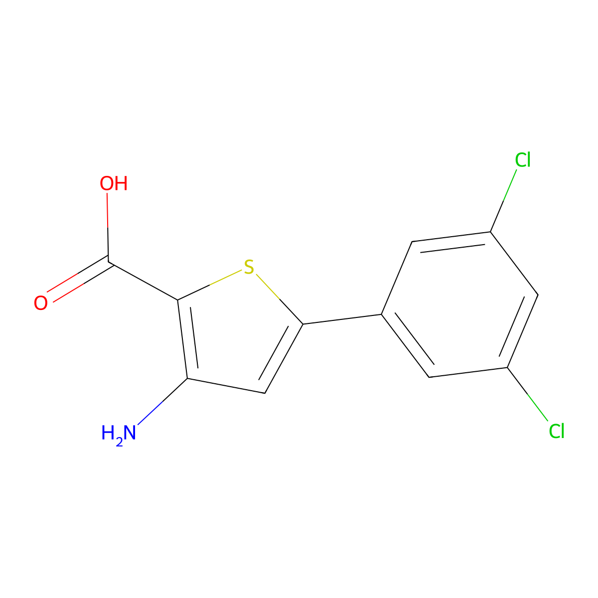 3-Amino-5-(3,5-dichlorophenyl)thiophene-2-carboxylic acid molecular structure, CAS 1547164-09-9