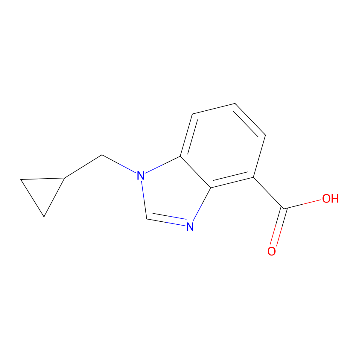 1-(cyclopropylmethyl)-1H-1,3-benzodiazole-4-carboxylic acid molecular structure, CAS 1547187-44-9