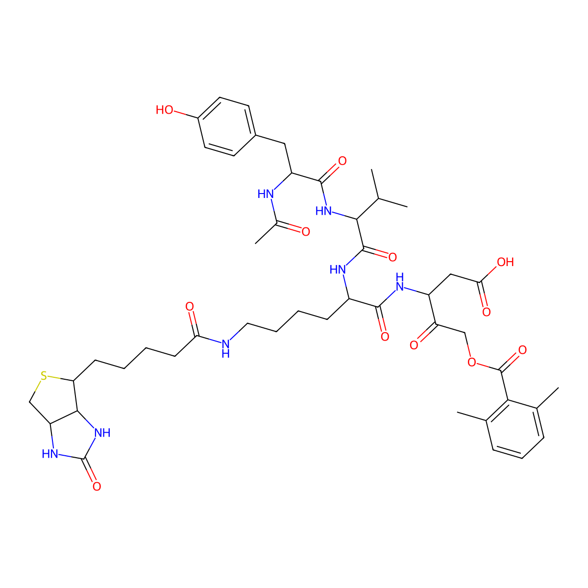 AC-Tyr-val-lys(biotinyl)-asp-2,6-dimethylbenzoyloxymethylketone molecular structure, CAS 154719-25-2