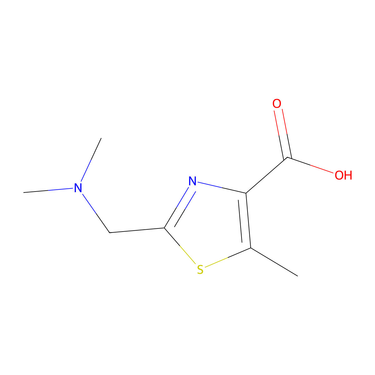 2-((Dimethylamino)methyl)-5-methylthiazole-4-carboxylicacid molecular structure, CAS 1547201-29-5