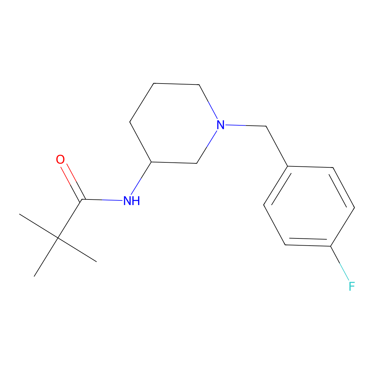 N-{1-[(4-fluorophenyl)methyl]piperidin-3-yl}-2,2-dimethylpropanamide molecular structure, CAS 1547206-24-5