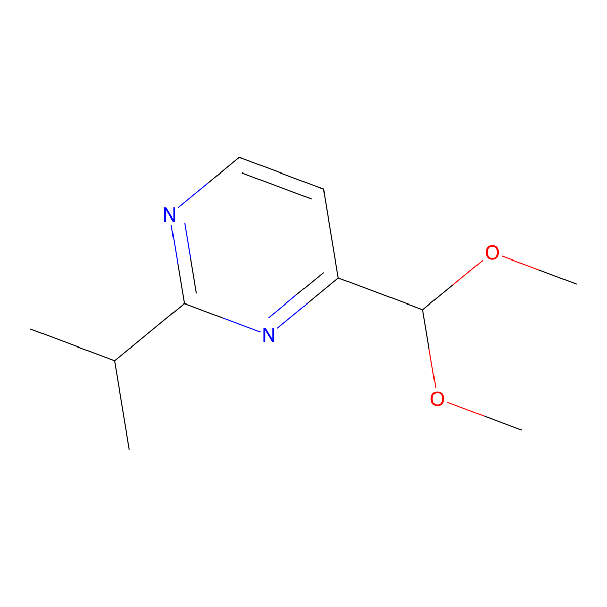 4-(Dimethoxymethyl)-2-(propan-2-yl)pyrimidine molecular structure, CAS 1547237-28-4