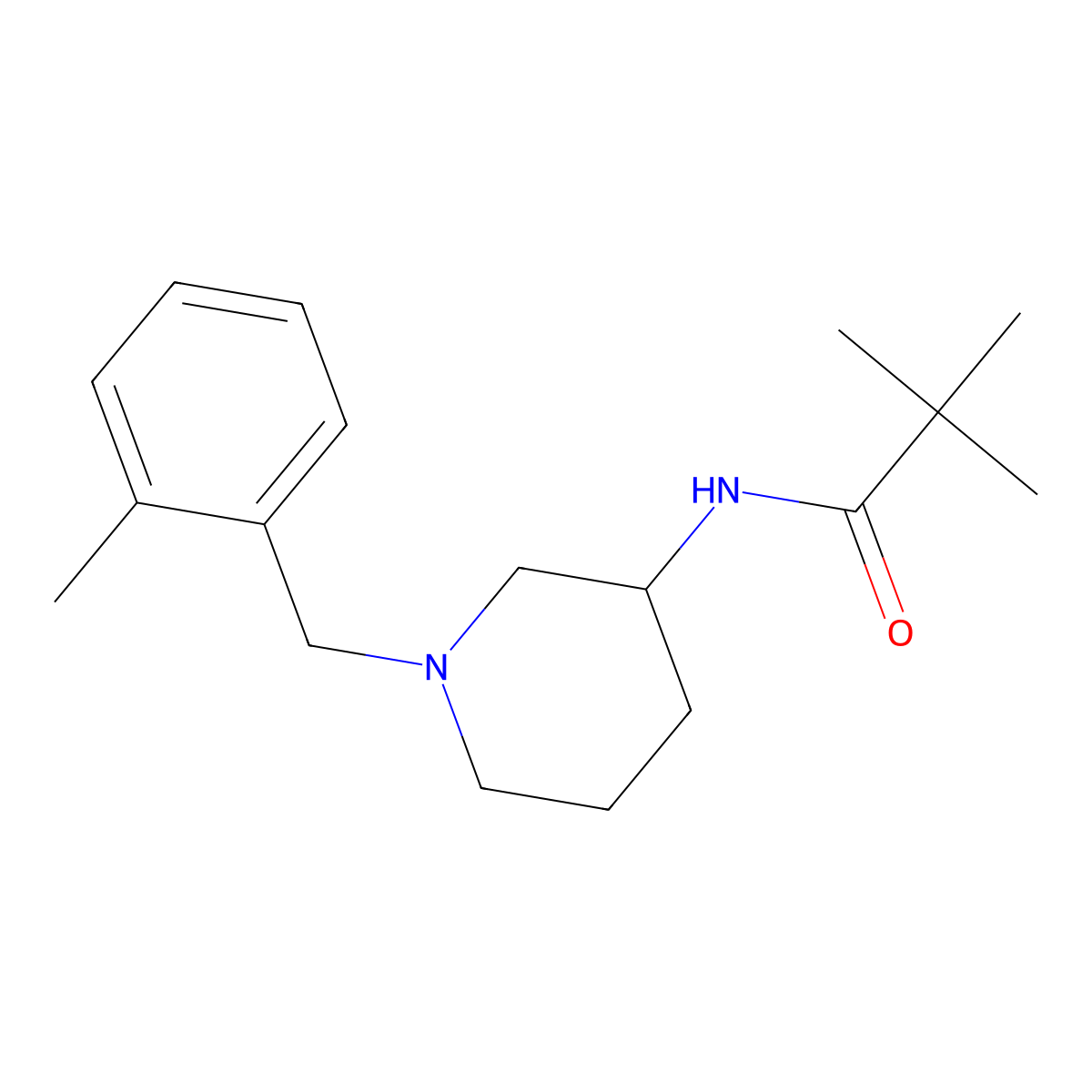 2,2-dimethyl-N-{1-[(2-methylphenyl)methyl]piperidin-3-yl}propanamide molecular structure, CAS 1547262-92-9